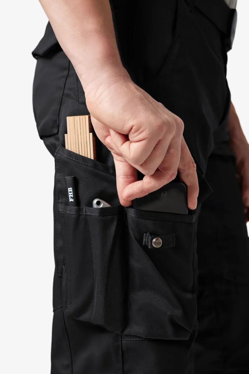 125700 2x FHB Arbeitshose Bundhose Werner Schwarz + gratis FHB T-Shirt Zimmermann – Bild 7